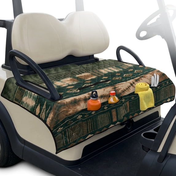 Whosucclay Green Tie Dye Quilted Golf Cart Seat Covers, 4 Convenient Pockets for Yamaha EZGO 2 Passenger Seat, Reusable 51.18 x 30.3 inches