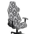 thumbnail image 1 of Whosucclay Grey Skull Floral Print Gaming Chair Cover, Stretchable Elastic Computer Desk Chair Cover with Armrest Covers, 4Pcs Soft Non Fading Office Chairs Covers Slipcovers, 1 of 8