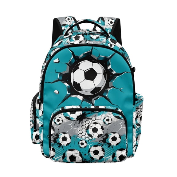 Whosucclay Grunge Soccer Ball Print Kids Backpack with Lightweight Large Capacity Book Bag, Adjustable Straps Satchel 17 Inch Knapsack for Travel Outdoor Hiking