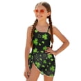 thumbnail image 1 of Whosucclay Heart-Shaped Clover Pattern Girls' Cover Up One Piece Swimsuit, Removable Pads Stretch Girls One Piece Swimsuit for Vacation, 11-12 Years Old, 1 of 10