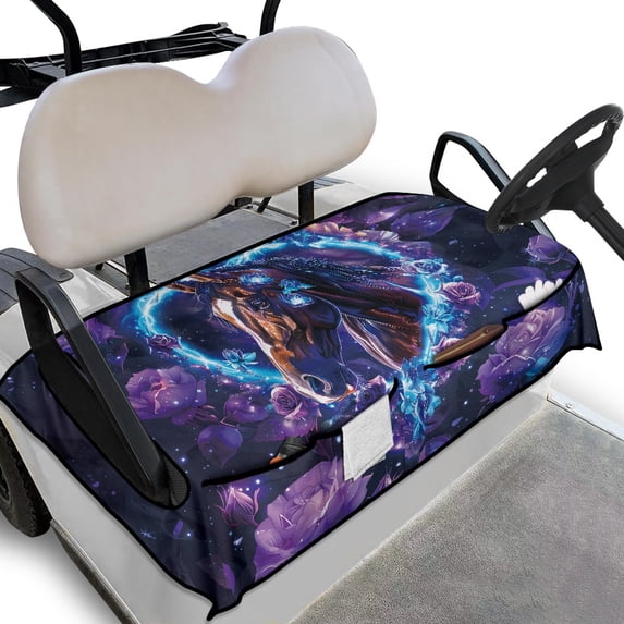 Whosucclay Heart-Shaped Horse Pattern Golf Cart Seat Protector, Wear-Resistant Cover Breathable Anti-Scratch Golf Cart Seat Cover Towel for Most 2‑Seat Golf Carts