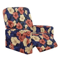Whosucclay Hibiscus Leaf Print Recliner Covers 4 Pieces Stretch Recliner Chair Covers with Elastic Band Durable Recliner Sofa Slipcovers Washable Furniture Protector for Living Room