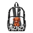 thumbnail image 1 of Whosucclay Highland Cow Print 17 Inch Travel Backpack, Wide Shoulder Straps Transparent School Bag, Side Net Pocket Design See Through Bag for Elementary, 1 of 10