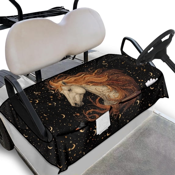 Whosucclay Horse Celestial Night Golf Cart Seat Blanket, 4 Front Pockets 4 Pockets Anti-Scratch Golf Cart Seat Protector for Yamaha Club Car EZGO, 52.36" x 32.28"