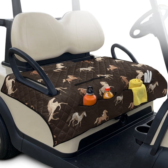 Whosucclay Horse Pattern Golf Cart Seat Blanket, 4 Pockets Cushion Cover for EZGO TXT RXV 2-Seater, 51.18 x 30.3 inches