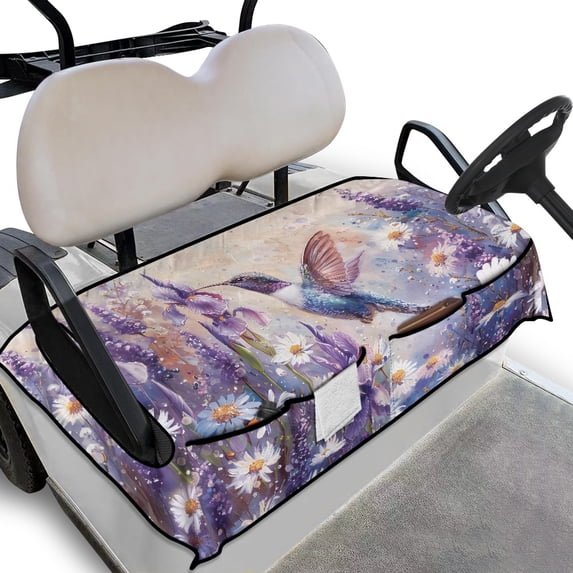 Whosucclay Hummingbird Daisy Cover, Elastic Easy to Install Golf Cart Seat Protector for Most 2-Seat Golf Carts Durable Golf Cart Seat Towel Blanket, 52.36"x 32.28"