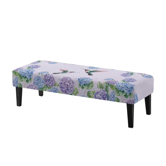 Whosucclay Hummingbird Hydrangea Print Stretch Dining Bench Cover Wear Resistant Bench Seat Furniture Protector Universal Bench Slipcover Rectangular Bench Cover for Wedding, Hotel, Party