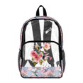 thumbnail image 1 of Whosucclay Hummingbird Patchwork Print Transparent Backpack for Girls Boys, Preschool Elementary Side Pockets Spacious Main Storage Clear Backpack for Stadium Travel, 1 of 10