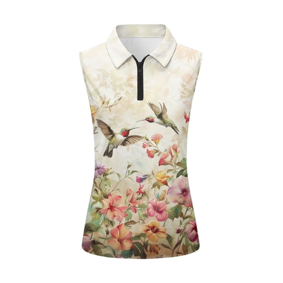 Whosucclay Hummingbirds Womens Golf Shirt for Ladies 1/4 Zipper Easy Clean Lightweight Golf Shirts XS - 2XL
