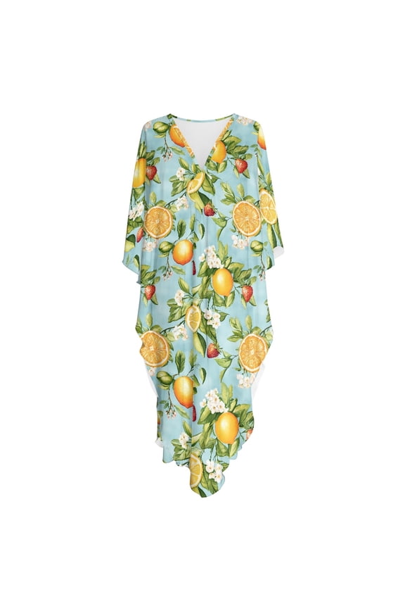 Kaftan Maxi Dresses for Women Loose Fit Kaftan Beach Cover Up Dress Maxi Length Moroccan Long V-Neck Mumu Dress with Side Slits