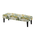 thumbnail image 1 of Whosucclay Lemon Floral Leaf Print Stretch Bench Cover, Universal Bench Slipcover Removable Bench Seat Furniture Protector Rectangular Bench Cushion Cover for Wedding, Hotel, Party, 1 of 7