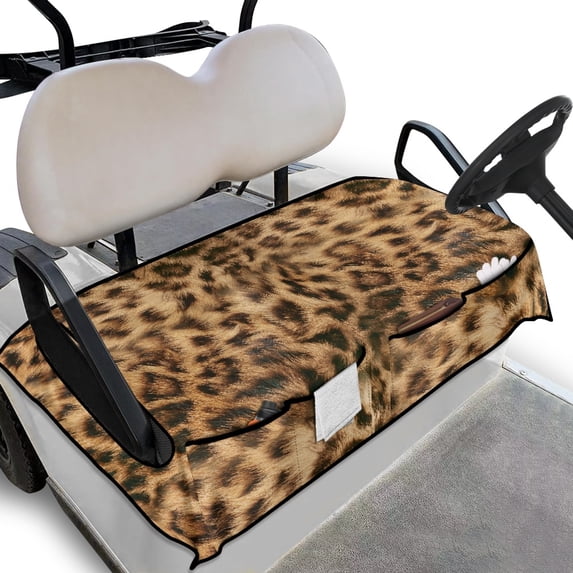 Whosucclay Leopard Print Thickened Golf Cart Seat Towel Blanket, Wear-Resistant Elastic Golf Cart Seat Cover Towel Blanket for Club Car EZGO Yamaha, 52.36" x 32.28"