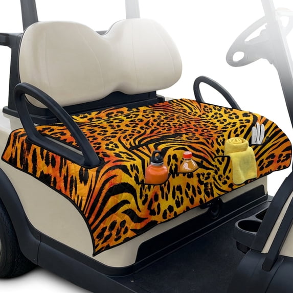 Whosucclay Leopard Tiger Golf Cart Seat Covers with Pockets, 4 Convenient Pockets Golf Cart Seat Blanket for Club Car Ezgo TXT RXV, 51.18 x 30.3 inches