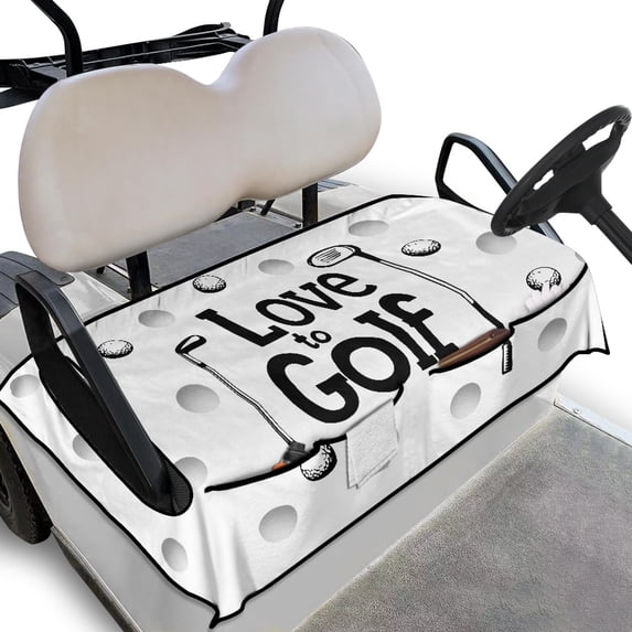 Whosucclay Love To Golf Golf Cart Seat Protector, Breathable Towel Blanket 4 Front Pockets One-Step Mount Golf Cart Seat Accessories for Most 2-Seat Golf Carts