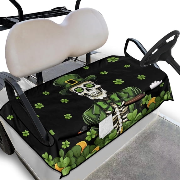 Whosucclay Lucky Hat Skull Pattern Comfort Golf Cart Seat Protector, with Storage Pockets Thick Golf Cart Protector for EZGO Club Car Yamaha, 52.36" x 32.28"
