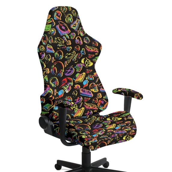 Whosucclay Magic Skull Print Gaming Chair Cover Stretchable Rotating Desk Chair Protector Cover with Armrest Slipcovers Washable Slipcover for Office & Gaming Chairs