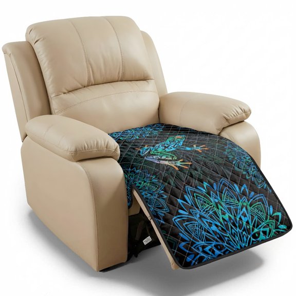 Whosucclay Mandala Frog Print Breathable Armless Sofa Cushion Slipcover, Polyester Reclining Cushion Slipcover Soft Recliner Cushion Slipcover for Bedroom