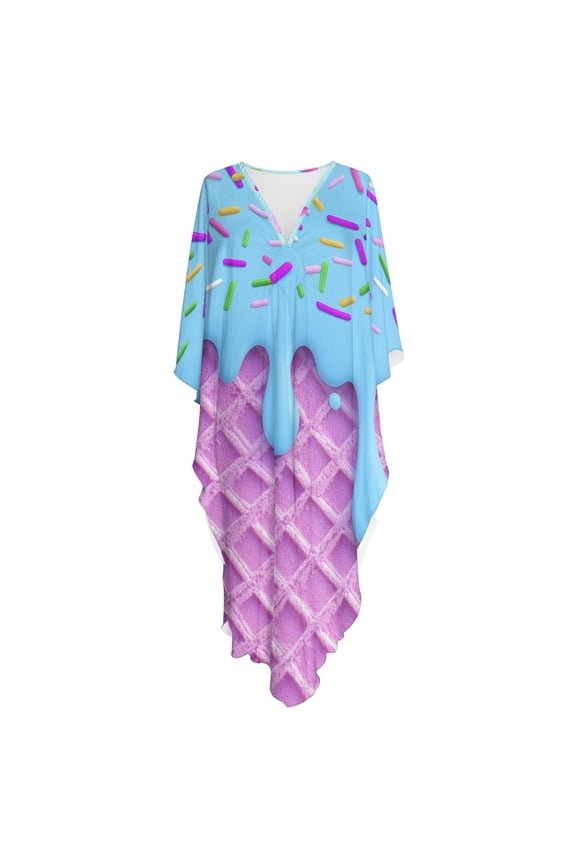 Maxi Dress for Women Donut Sprinkle Pattern Plus Size Flowy Lightweight Loose Fit Kaftan Dress Mumu Dress for Resort Wear & Beach