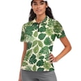 thumbnail image 1 of Whosucclay Monstera Leaves Print Workout Shirts for Fitness Golf, 1/4 Zip Polyester Women Short Sleeve Golf Shirts Lightweight Soft Athletic Tops Size X-Large, 1 of 10
