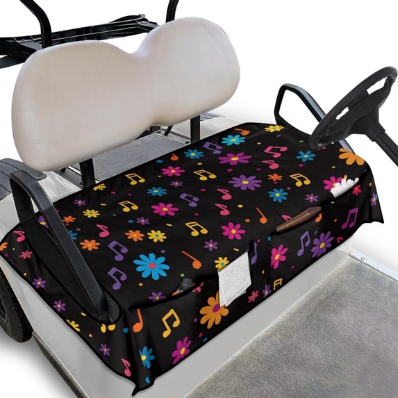 Whosucclay Music Flowers Golf Cart Seat Cover, Wear-Resistant Golf Cart Seat Towel Blanket Anti-Fade Durable Golf Cart Seat Protector for Most 2 Seats