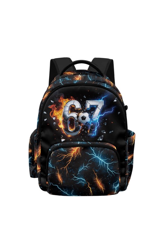 Neon Lightning Bolt Pattern School Bookbag for Boys Girls, Multi-pocket Classification Backpack Middle School Kindergarten with Spacious Multi-Pockets