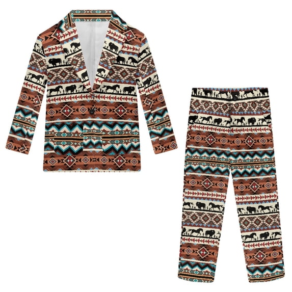 Whosucclay Non-Stretch Kids Formal Outfit for Party Graduation, Polyester Elastic Waist Single Button Boys Suit, Bison