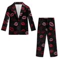 thumbnail image 1 of Whosucclay One Button Boys Suit for Ring Bearer Prom, Polyester Elastic Waist Single Button Boys Suit Set, Red Lip Print, 1 of 10