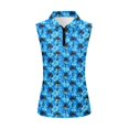 thumbnail image 1 of Whosucclay Palm Tree Hibiscus Design Athletic Shirt for Women, Breathable Zip Up for Golf Running, Stretchy Sleeveless Sleeveless Shirts, 1 of 8