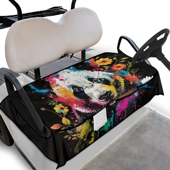 Whosucclay Panda Gaze Golf Cart Seat Cover, Breathable Soft Towel Blanket for Most 2‑Seat Golf Carts Wear-Resistant Golf Cart Seat Cover Blanket, 52.36"x 32.28"