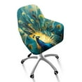 thumbnail image 1 of Whosucclay Peacock Oil Painting Print Curved Back Chair Covers Soft Stretch Dining Chair Slipcovers Removable Swivel Accent Chair Covers Universal Swivel Armchair Cover Protector, 1 of 7