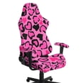 thumbnail image 1 of Whosucclay Pink Love Leopard Print Gaming Chair Slipcover Stretch Gaming Chair Seat Cover with Zipper Gamer Chairs Protector Fits Most Office/PC Chairs & Racing Style Seats, 1 of 8
