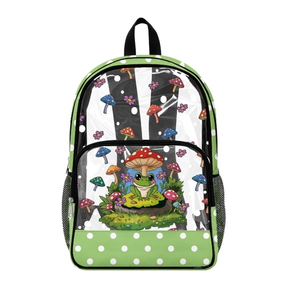 Whosucclay Polka Dots Pattern 17 Inch Large Capacity Clear Backpack for Girls Boys, Adjustable Straps Heavy Duty Transparent Backpack for High School Kindergarten