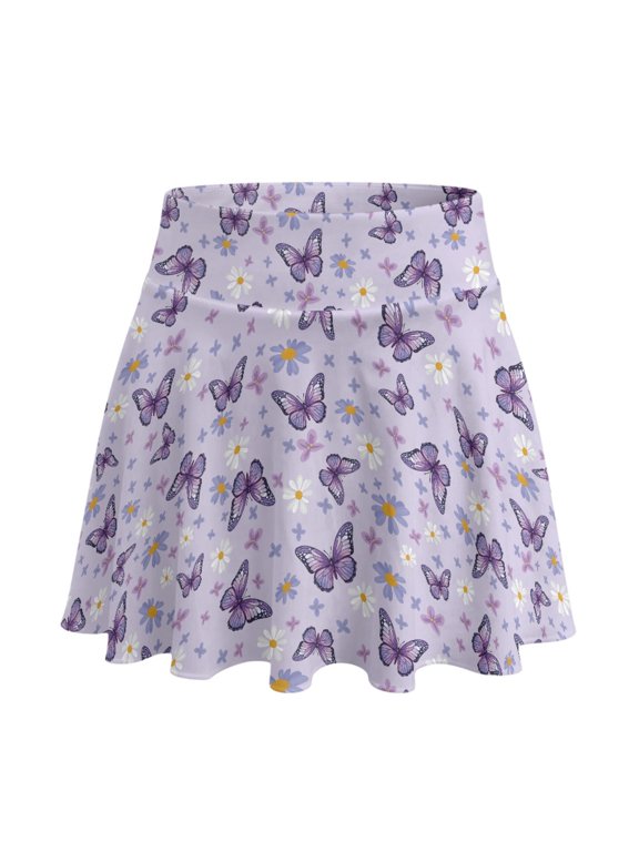 Polyester Spandex Fabric Golf Skirt with Built-In Safety Shorts, Workout 2 Side Pockets Athletic Skorts for Tennis Yoga Daily Wear, Size Large