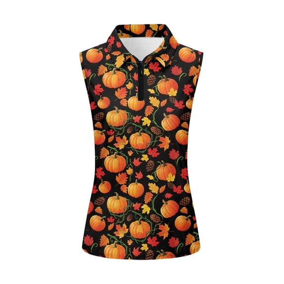 Whosucclay Pumpkin and Pine Cone Pattern Tennis Athletic Tank Top for Womens, Soft Women's Sleeveless Golf Shirts Breathable V Neck Workout Tank Tops