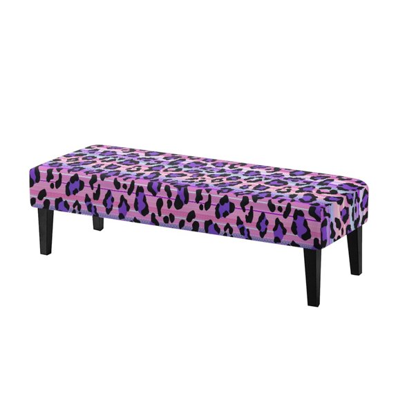 Whosucclay Purple Leopard Print Dining Bench Slipcovers Stretch Bench Protector Kitchen Rectangle Bench Covers for Dining Room, Living Room, Bedroom Washable Bench Chair Slipcovers