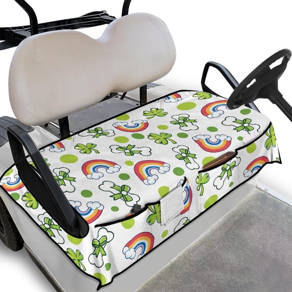 Whosucclay Rainbow Clover Dots Seat Cushions, Thickened Fashion Anti-Slip Golf Cart Seat Cover for EZGO Yamaha Club Car, 52.36" x 32.28"