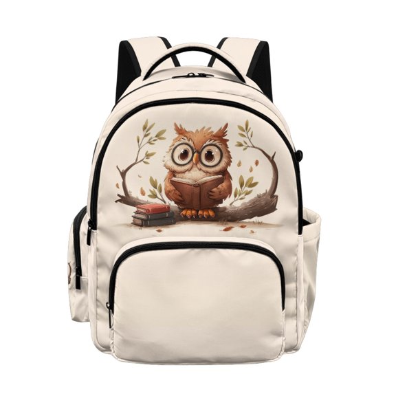 Whosucclay Reading Owl Pattern 17 Inch Kids Backpack, Lightweight School Bookbag for Boys Girls, with Handle Washable Travel Bags for High School Middle School