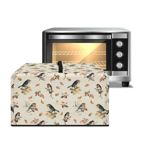 Whosucclay Robin Leaf Print Microwave Oven Cover, Dust-Proof Water Resistant Machine Protector Microwave Dust Cover Protector Decorative Kitchen Appliance Covers-L