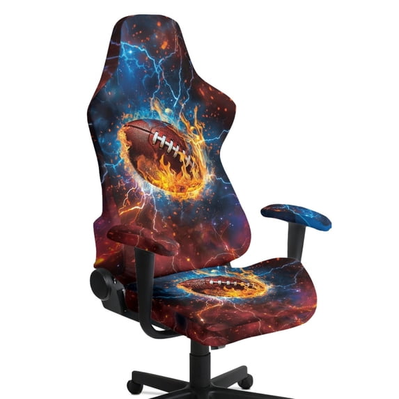 Whosucclay Rugby Ball Lightning Print Gaming Chair Cover, Stretchable Machine Washable Computer Chair Seat Slipcovers with Armrest Cover Fits Most Office/PC Chairs & Racing Style Seats