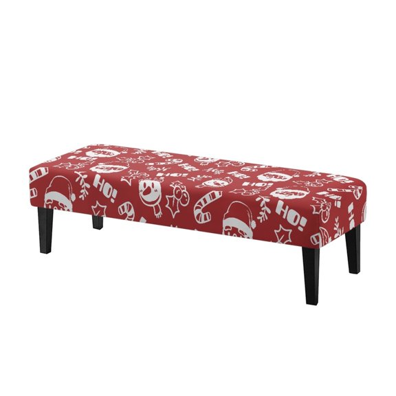 Whosucclay Santa Claus Snowman Candy Print Rectangle Bench Covers, Universal Dining Bench Slipcover Washable Bench Seat Protector Cover Stretch Dining Chair Slipcovers, Christmas Decor