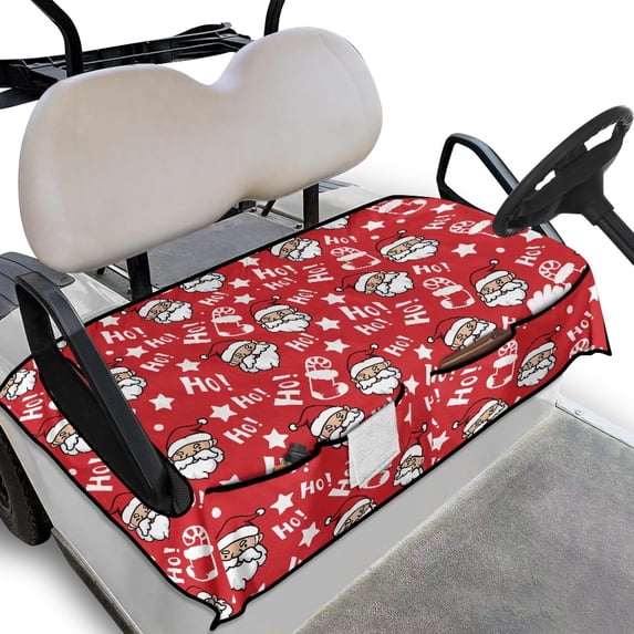 Whosucclay Santa Golf Cart Seat Protector, Elastic Storage Pockets Golf Cart Seat Cover for More 2 Person Seats Thick Golf Cart Seat Towel Blanket, 52.36" x 32.28"