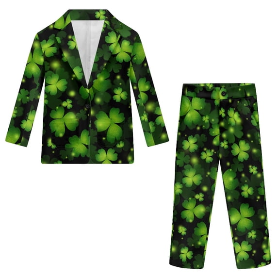 Whosucclay Shamrocks, Durable Polyester Boys Suits Adjustable Elastic Waist Anti Deform Formal Wear Outfit for Ring Bearer Graduation Photograph