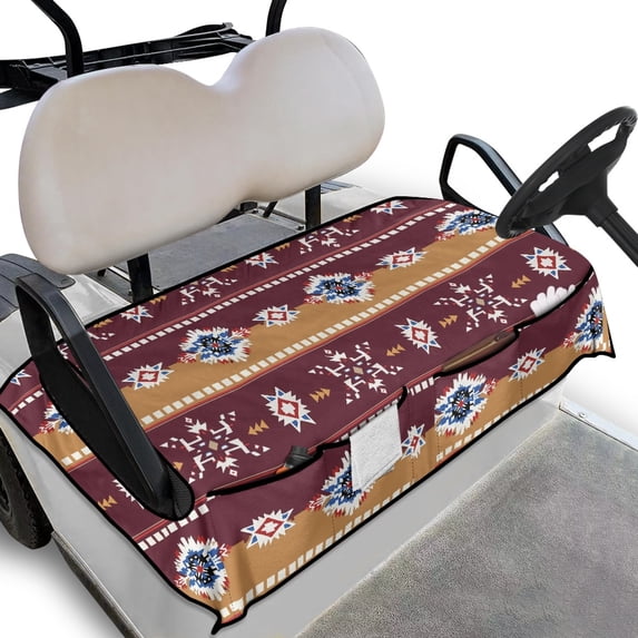 Whosucclay Southwest Pattern Golf Cart Seat Cover, Foldable Anti‑Slip Elastic Golf Cart Seat Blanket for Club Car Yamaha EZGO, 52.36" x 32.28"