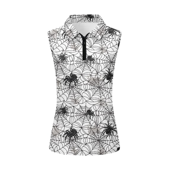 Whosucclay Spider Spider web Womens Golf Shirt for Ladies, No Shrinkage Air Permeable Womens Sleeveless Golf Shirts for Athletic Outdoor XS - 2XL