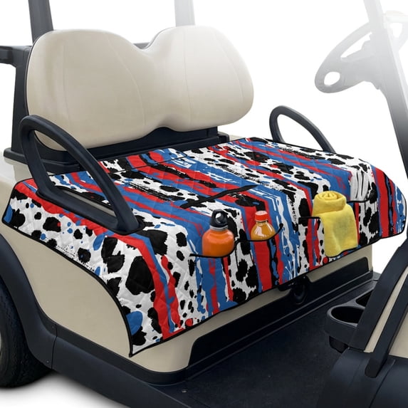 Whosucclay Splatter Paint Foldable Golf Cart Seat Covers Seat Towel Cover, Machine Washable Soft Non Slip Seat Cover for Club Car Yamaha 2-Seater Golf Cart