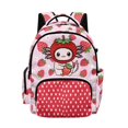 thumbnail image 1 of Whosucclay Strawberry & White Polka Dot Pattern Kids Backpack with Lightweight Adjustable Straps School Bag, Multi-Pockets 17 Inch Bookbag for Travel Hiking, 1 of 8