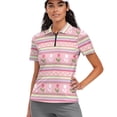 thumbnail image 1 of Whosucclay Striped Floral Pattern Polo Shirts, Soft 1/4 Zip Quick Dry Tennis Shirts for Golf Bowling Exercise Lightweight Size X-Small, 1 of 10