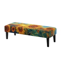 Whosucclay Sunflower Oil Painting Print Stretch Dining Bench Cover, Comfortable Bench Seat Protector Wear Resistant Bench Slipcover Rectangle Bench Cover for Dining Room, Living Room, Bedroom