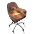 thumbnail image 1 of Whosucclay Sunset Palm Trees Print Curved Back Chair Covers Breathable Computer Chair Slipcover with Arms Washable Swivel Armrest Curved Back Cover for Office Banquet Vanity Bedroom, 1 of 7