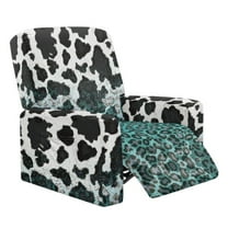 Whosucclay Teal Leopard Cow Print Recliner Covers 4 Pieces Stretch Recliner Chair Covers with Elastic Band Recliner Sofa Slipcovers Washable Furniture Protector for Living Room
